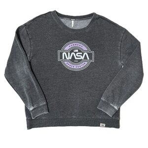 Techstyles Lg Woman's NASA Dark Gray Distressed Sweatshirt